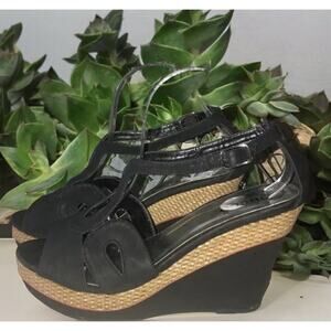 Bucco black wedge Woven straw sandals Women’s‎ Size 10 NWOT